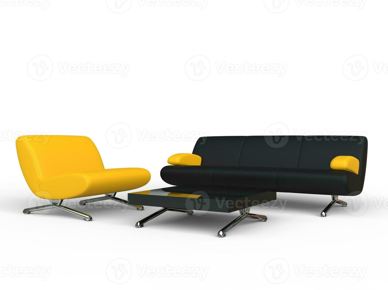 Yellow And Black Sofa and coffee table photo