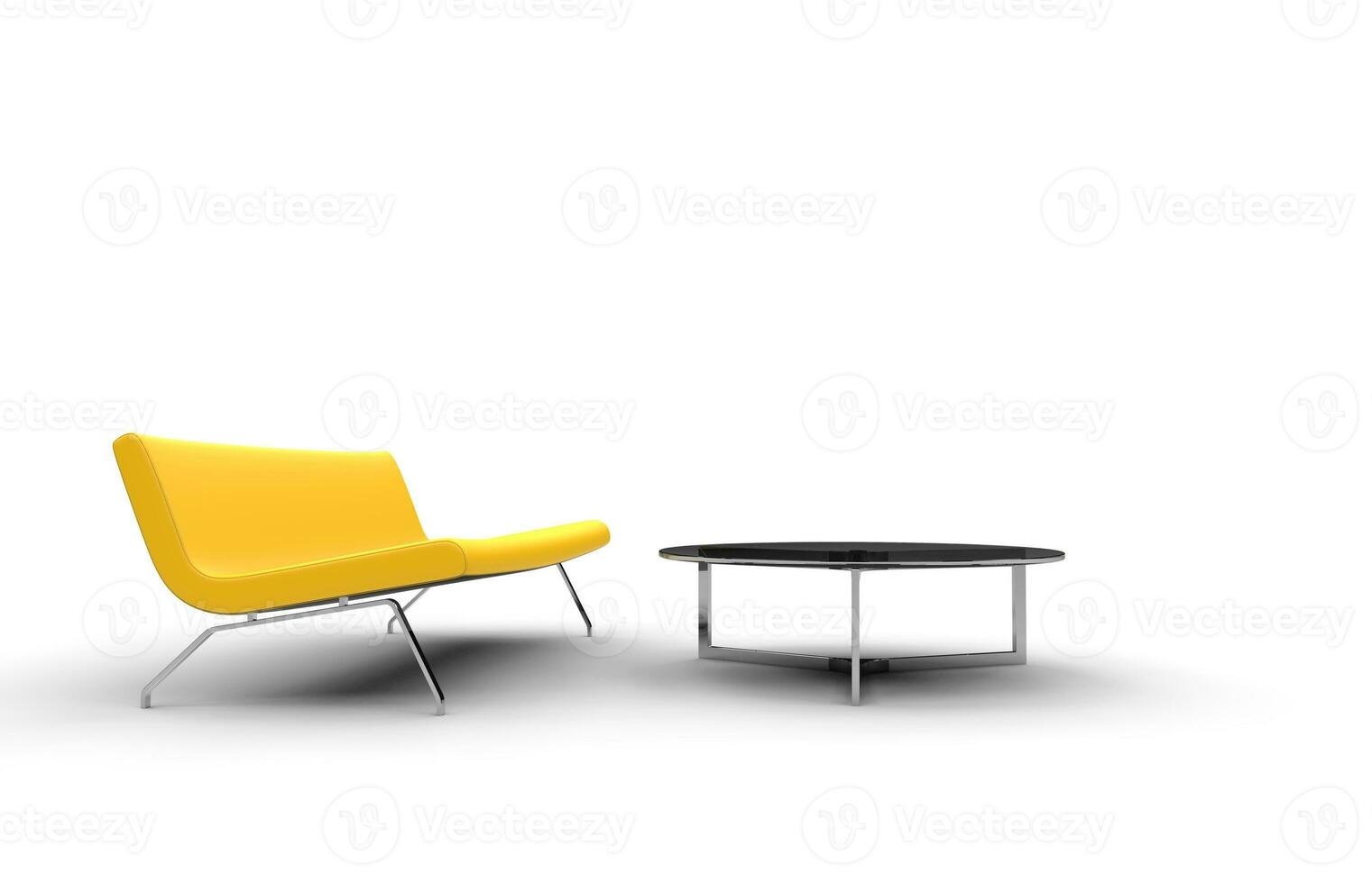 amarillo sofá con café mesa foto