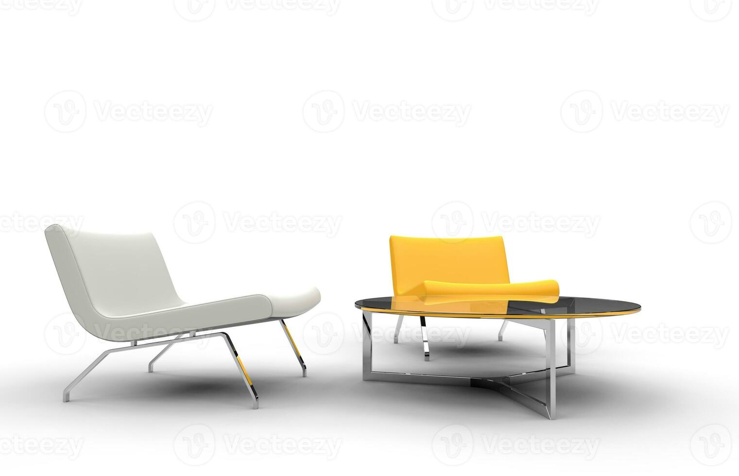 White And Yellow Armchairs photo