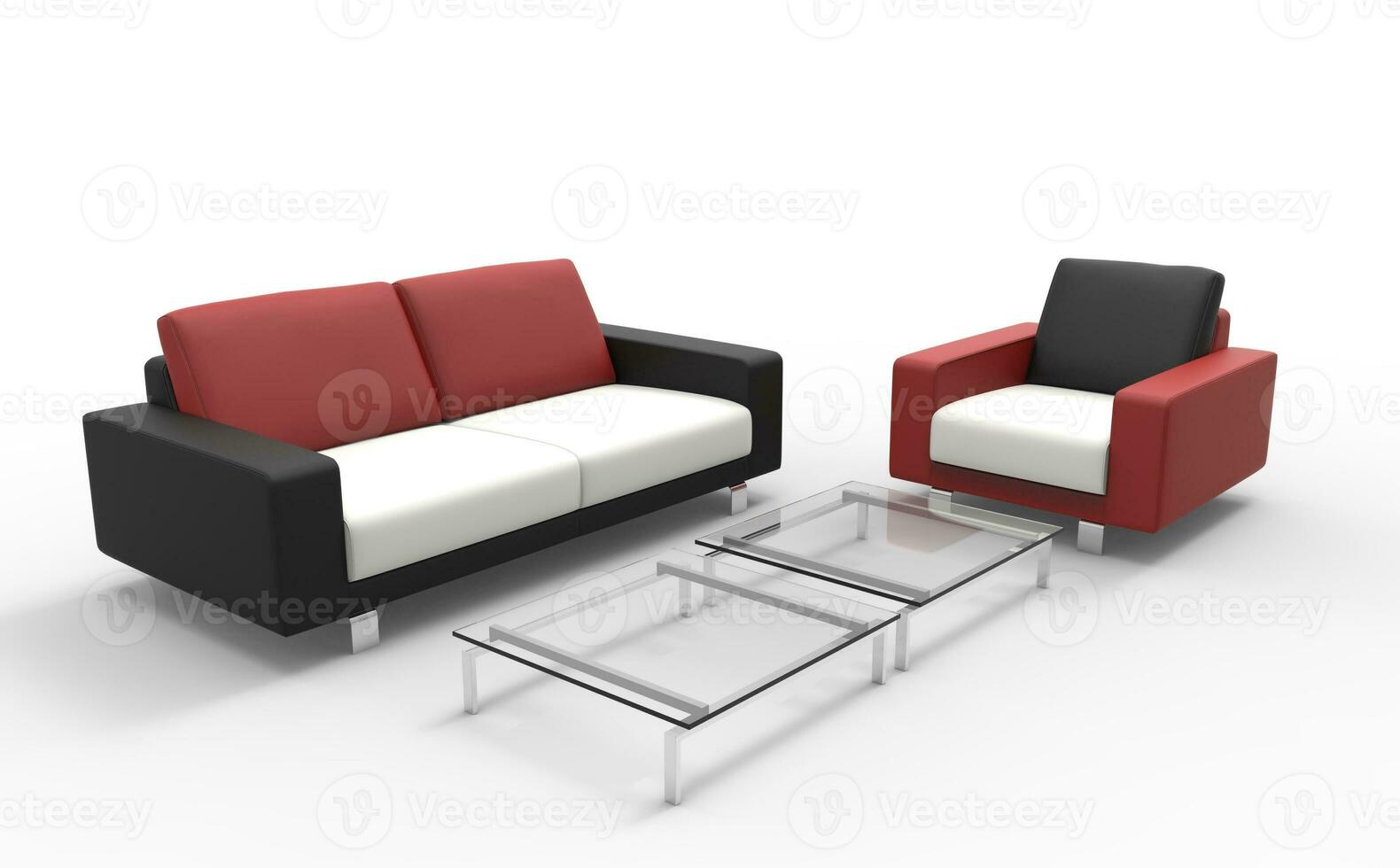 Red Black And White Sofa With Coffee Table photo