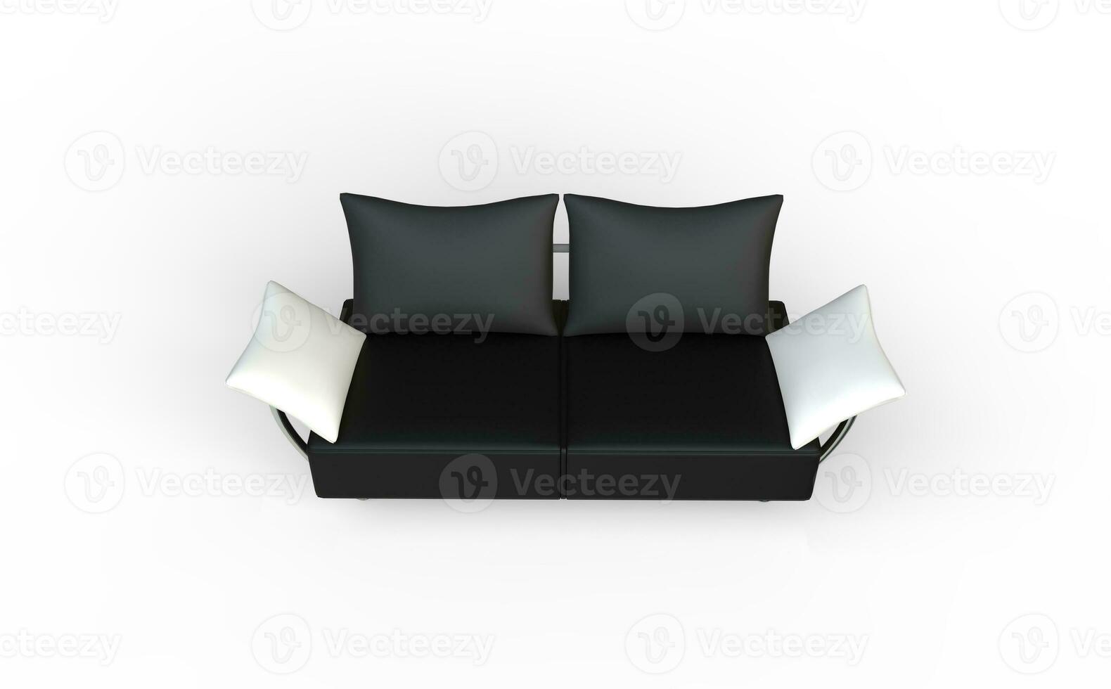 Black Two Seat Sofa With White Pillows photo