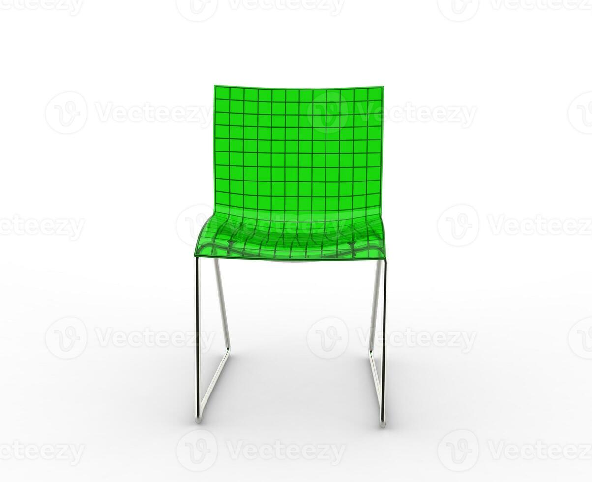 Green Modern Plastic Chair Front View photo