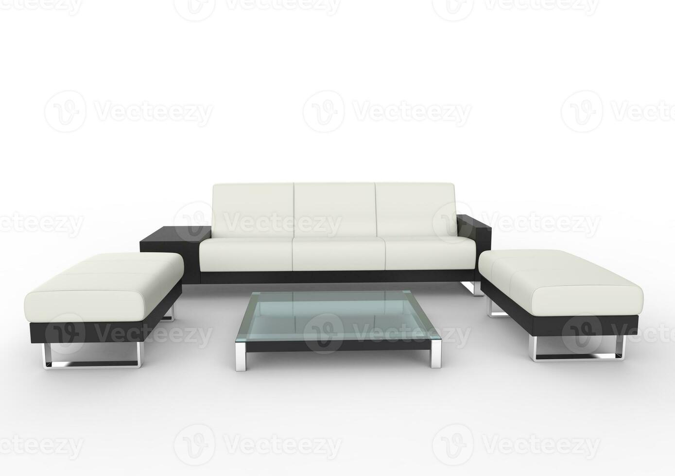 Modern White Sofa With Coffee Table photo