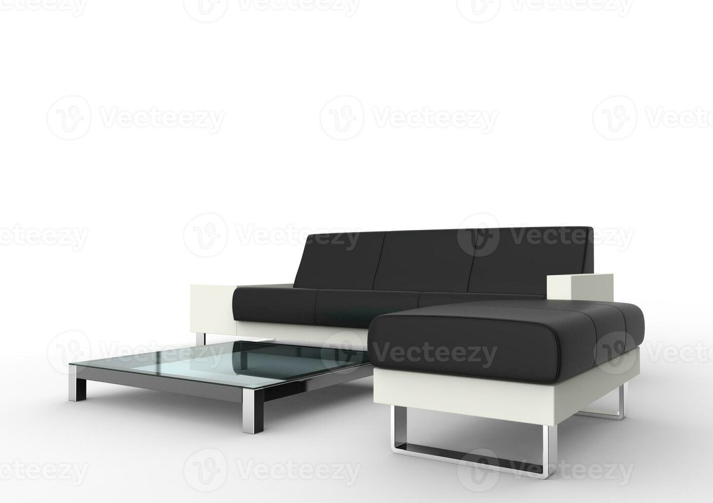 Modern Black Sofa And Ottoman photo