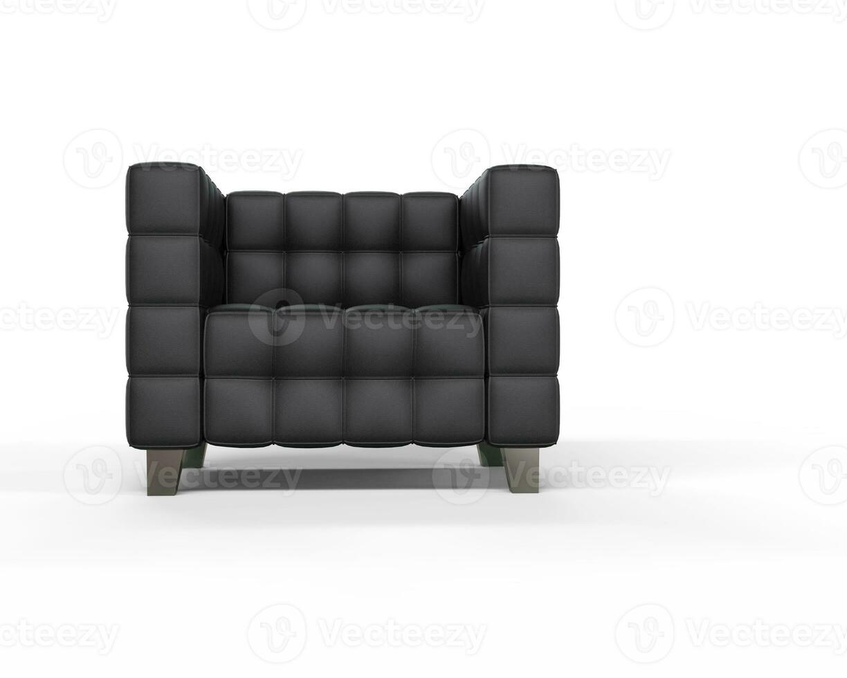 negro cuero Sillón en blanco antecedentes. foto