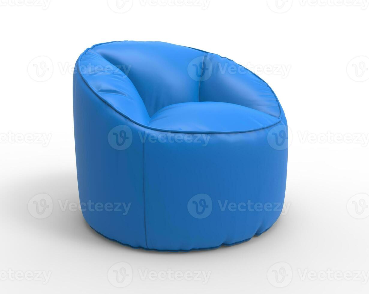 Blue lazy chair isolated on white background - side view. photo