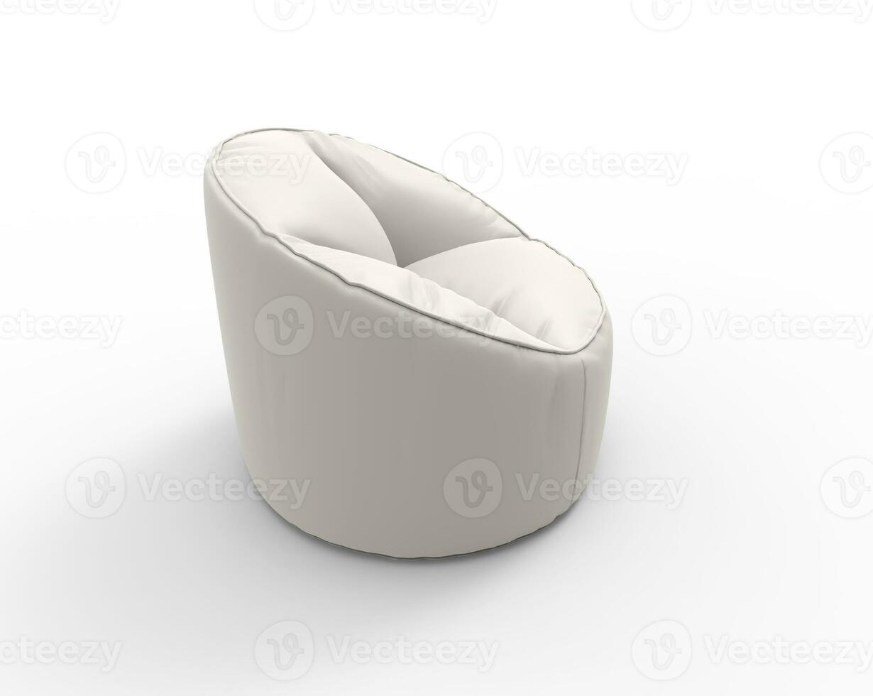 White lazy chair isolated on white background - side view. photo