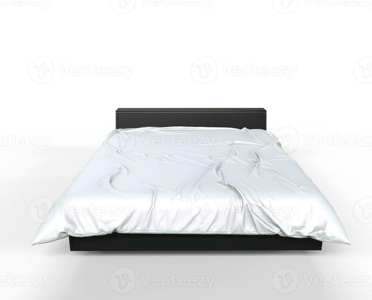 Modern Big Bed - White Sheets - Front View photo