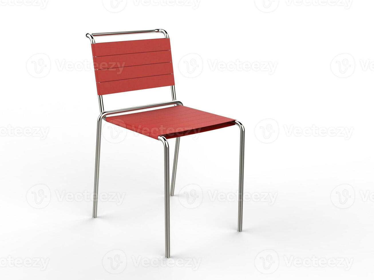 Red aluminium chair with cloth straps - isolated on white background - 3D render photo