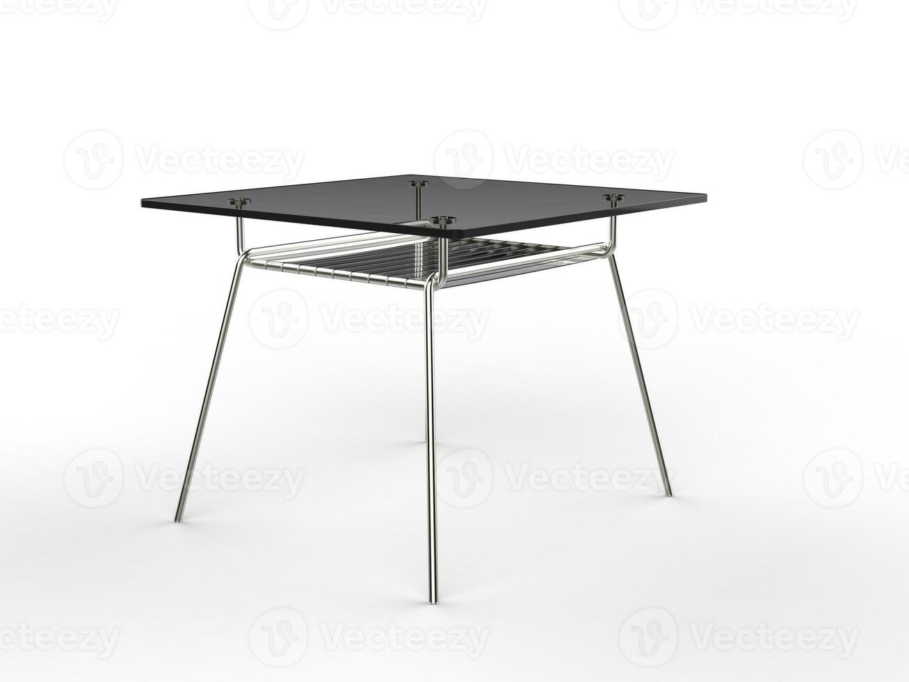 pequeño negro vaso y aluminio mesa - aislado en blanco antecedentes - 3d hacer foto