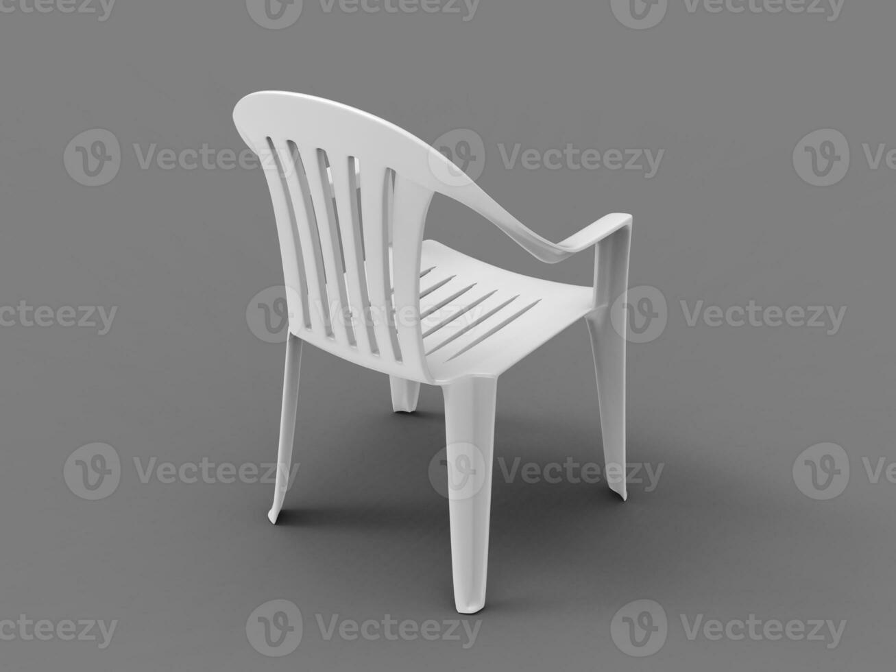 Basic white plastic lawn chair - back view photo