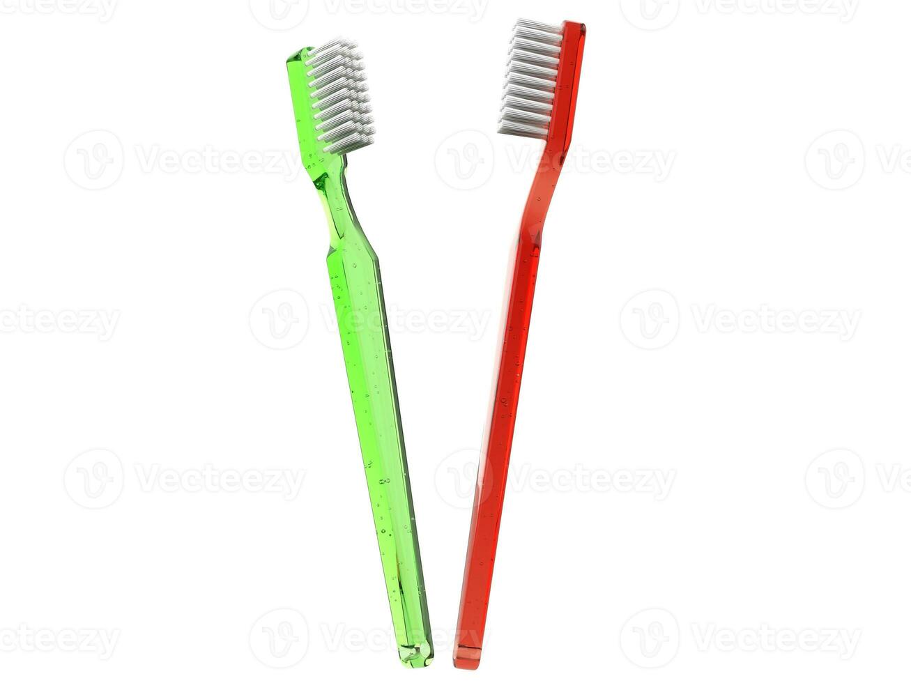 Brand new red and green toothbrushes photo