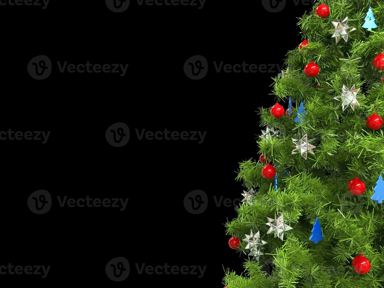 Closeup of christmas tree - isolated on black photo