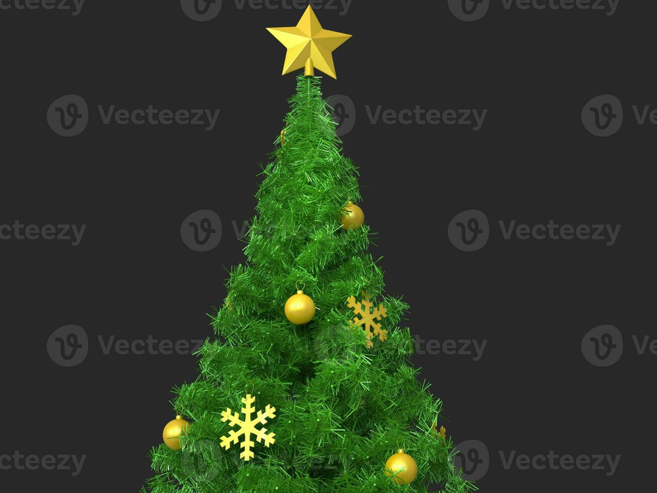 Christmas tree top with golden decorations photo