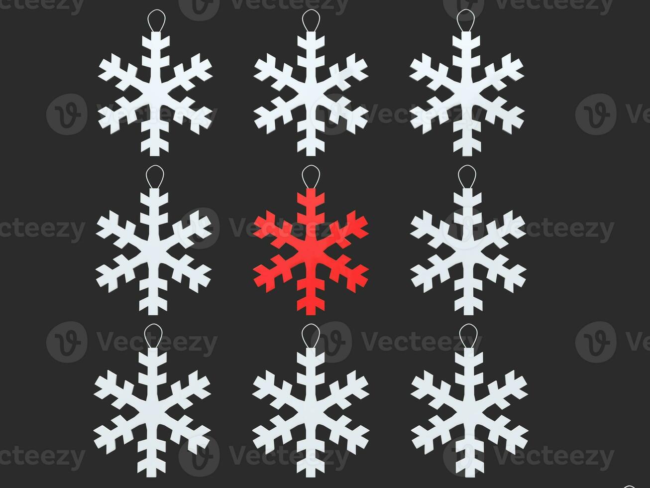 Red snowflake decoration stands out among others photo