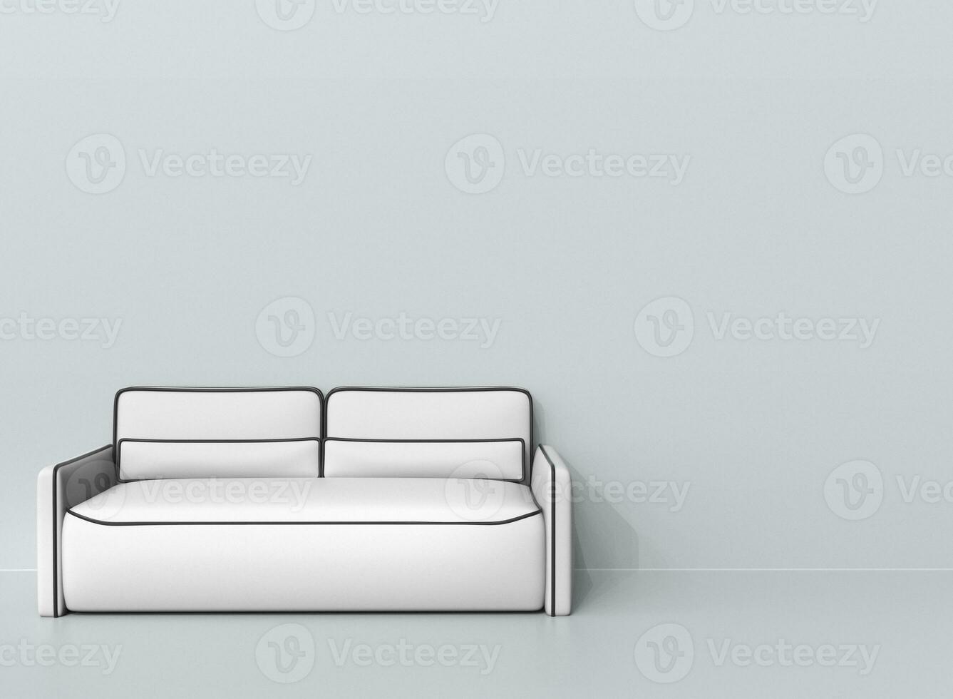 Modern white leather sofa with black outlines photo