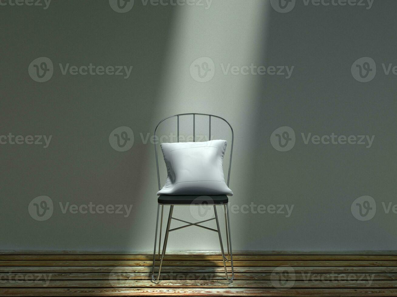 Common metal chair with white cushion photo