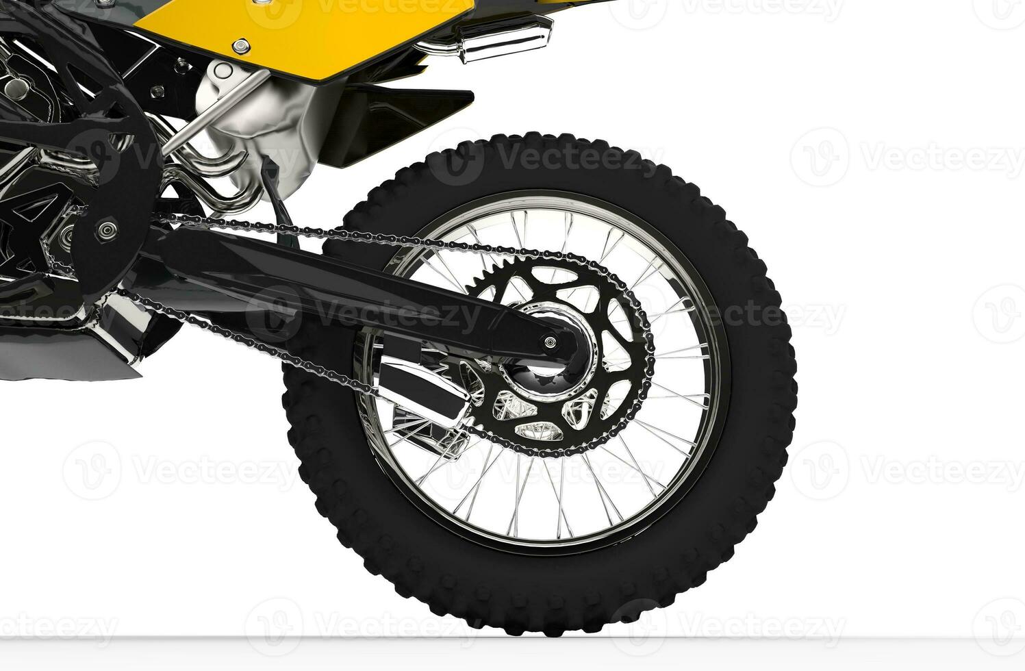 Yellow Dirt Bike Back Wheel photo