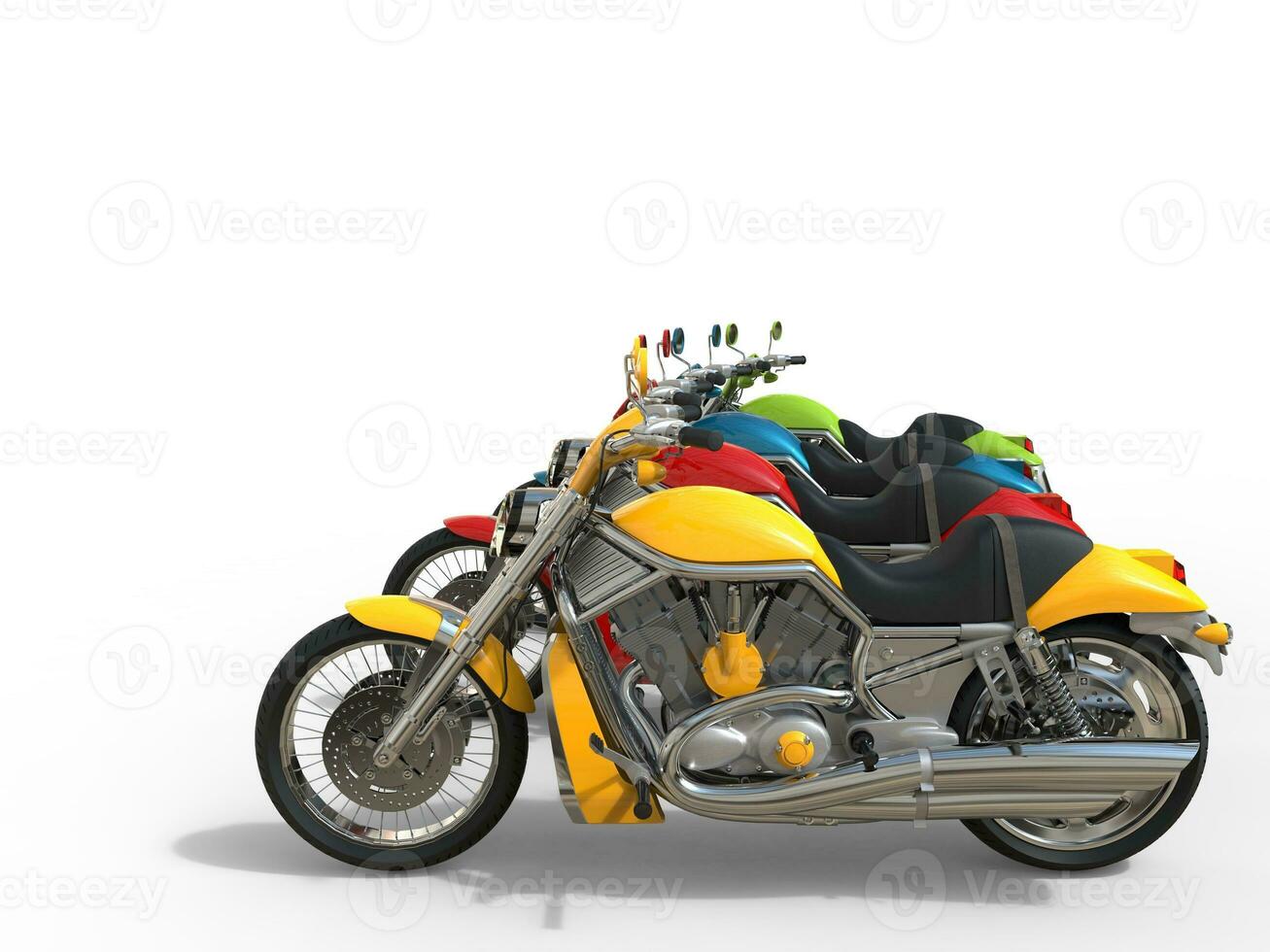 Colorful vintage motorcycles - side view photo