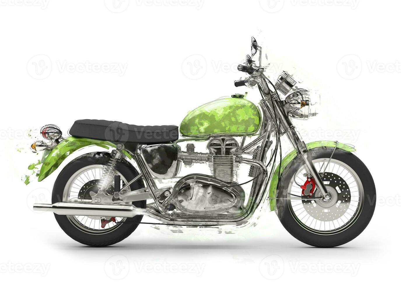 Green Motorcycle - Drawing photo