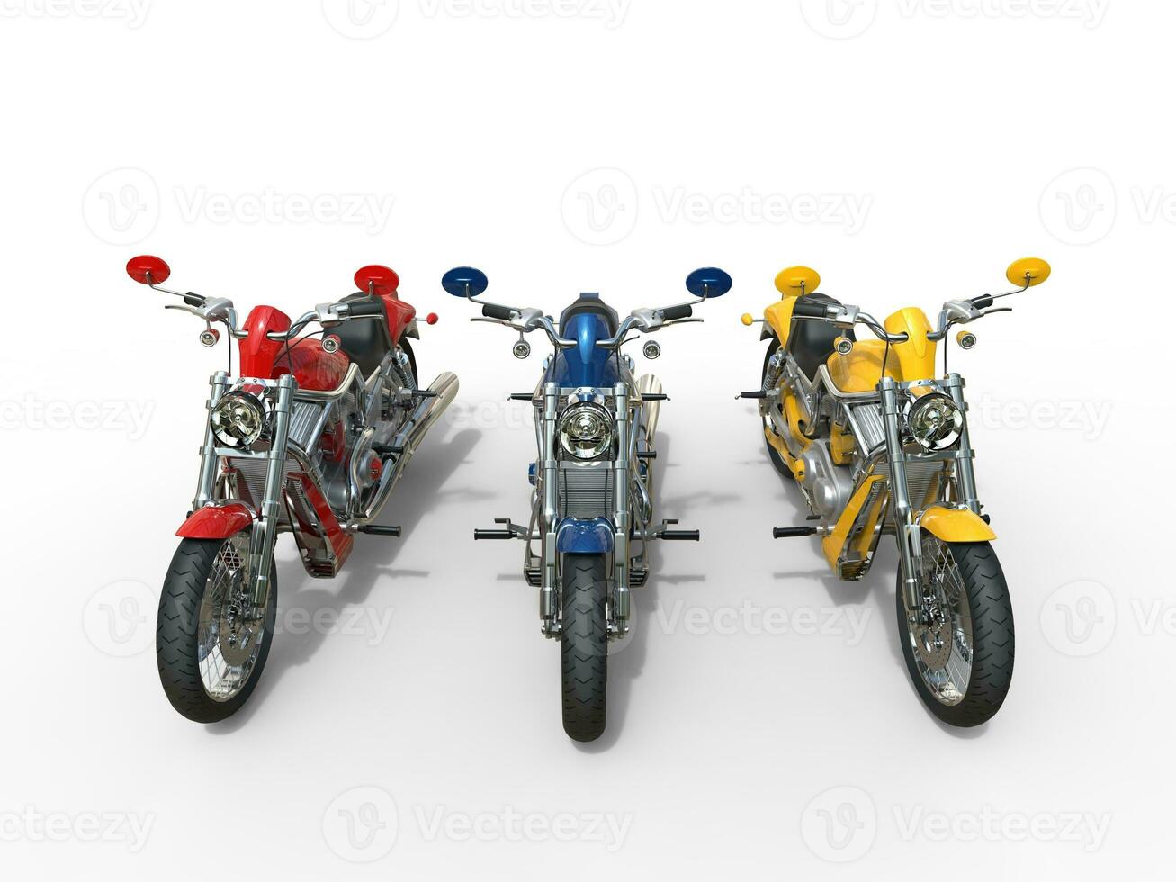 Three vintage motorcycles - top view photo