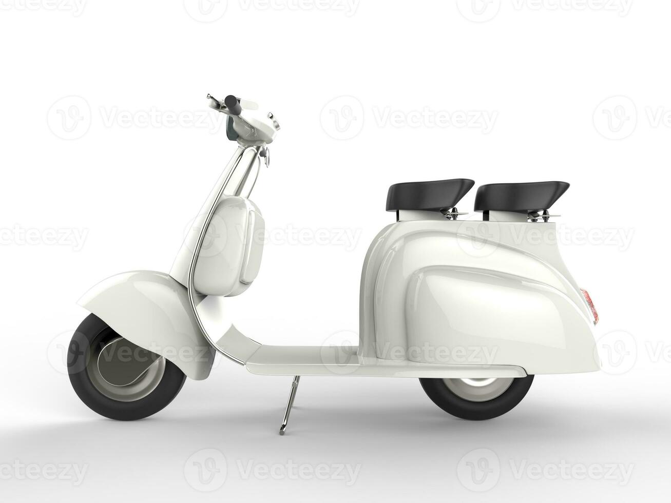 Snow white moped - side view photo