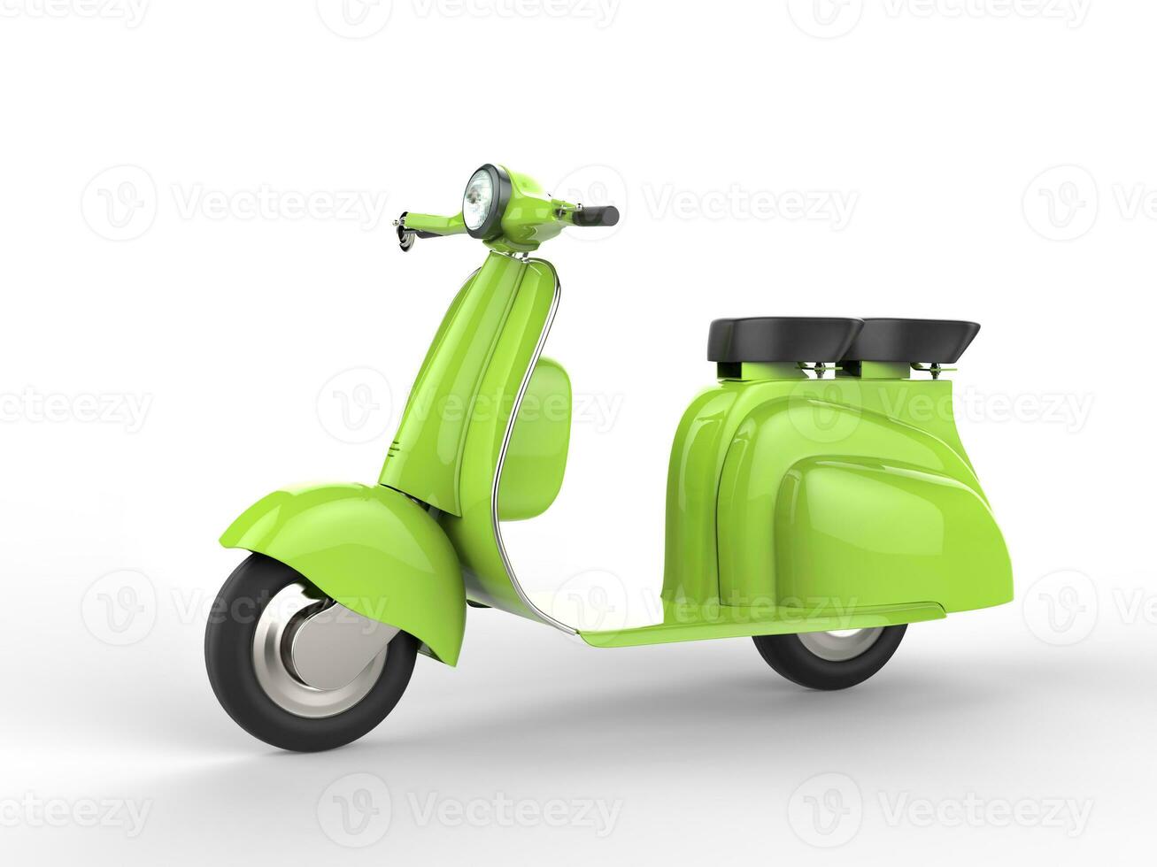 Bright green moped - side view photo