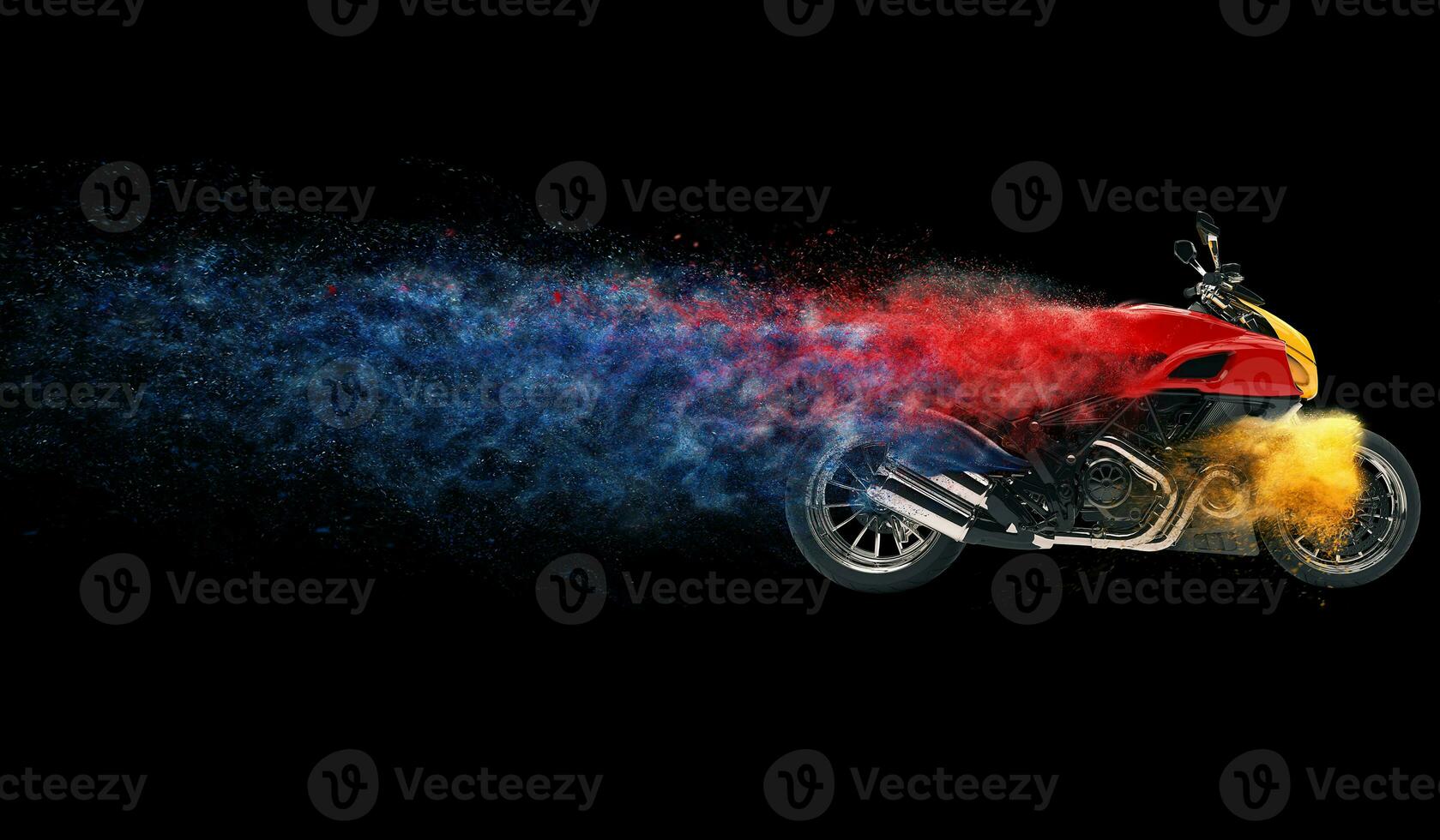 Sports Bike - Colorful Particle Effect - 3D Illustration photo