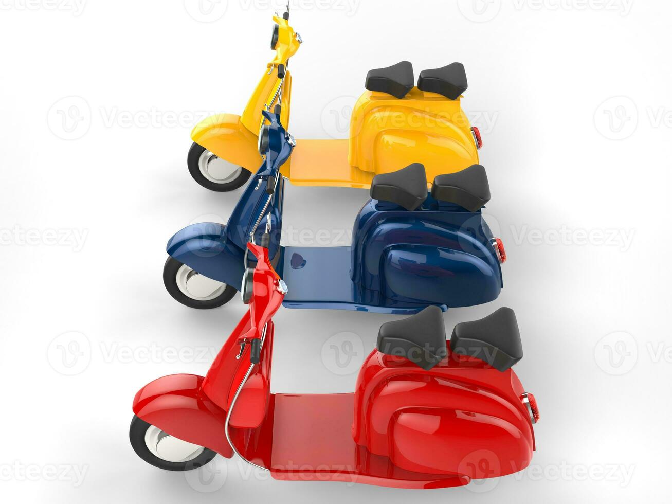 Cool looking vintage scooters - primary colors - top side view photo