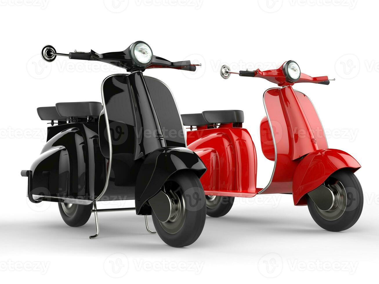 Black and red scooters - side by side photo