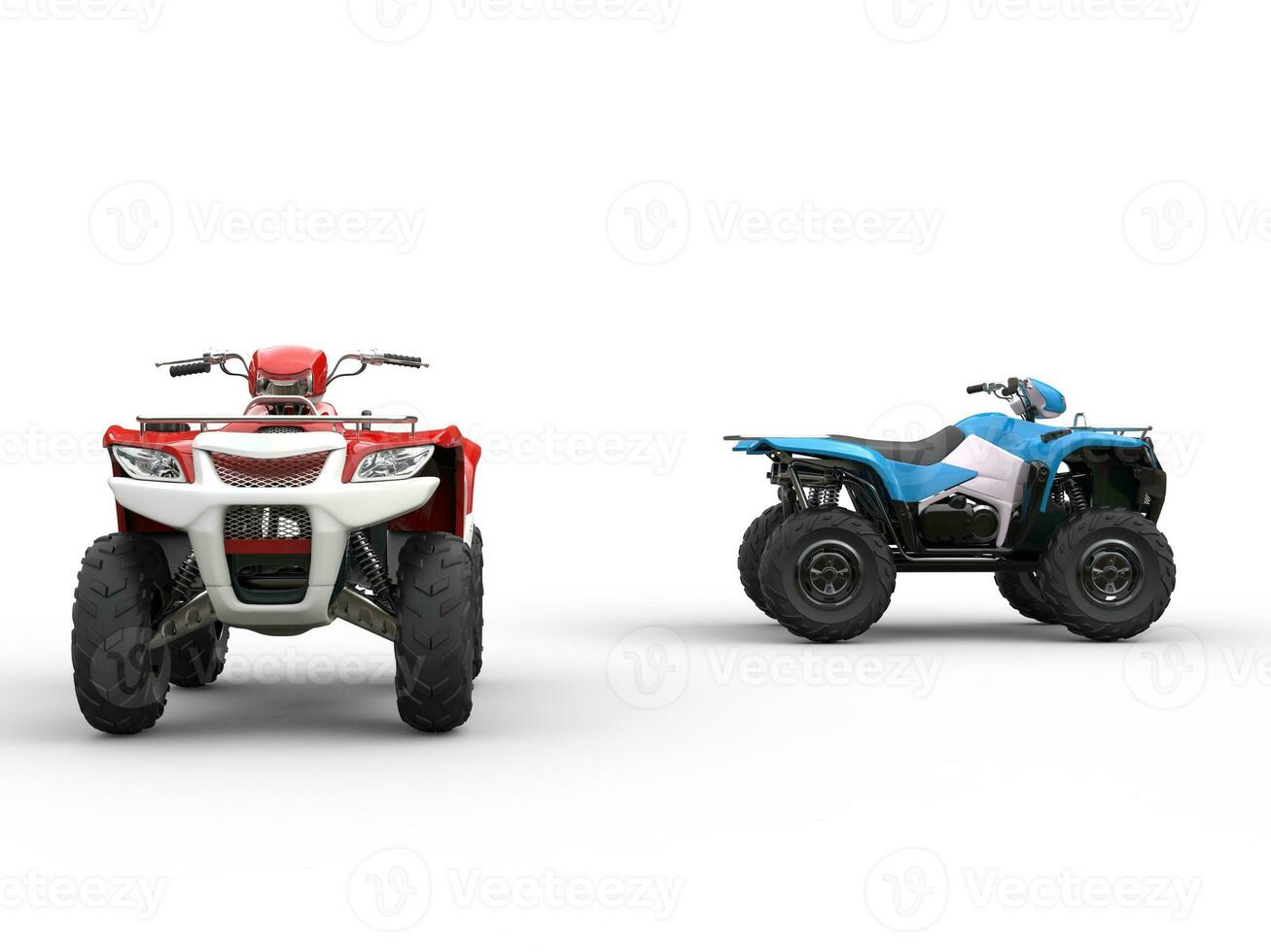 Red and blue all terrain vehicles photo