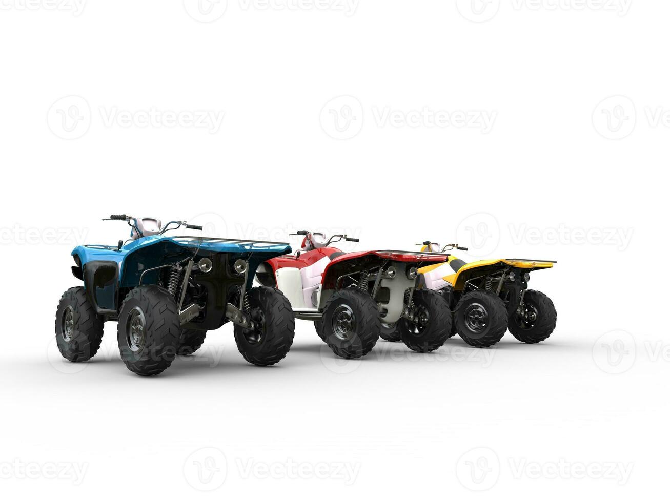 Three quad bikes - back view photo