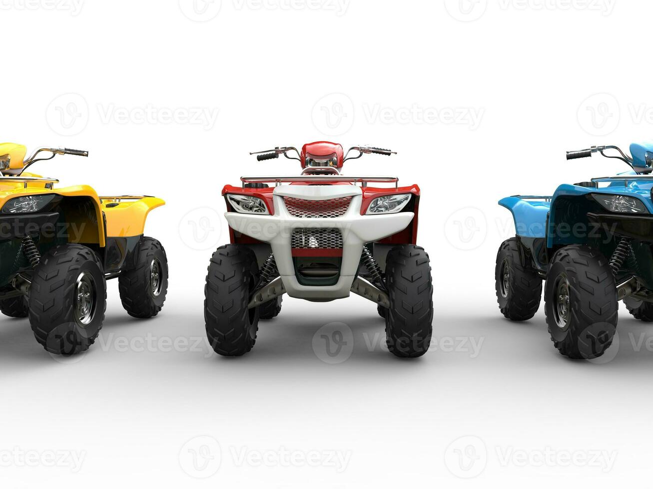 Three quad bikes - front view - cut shot photo