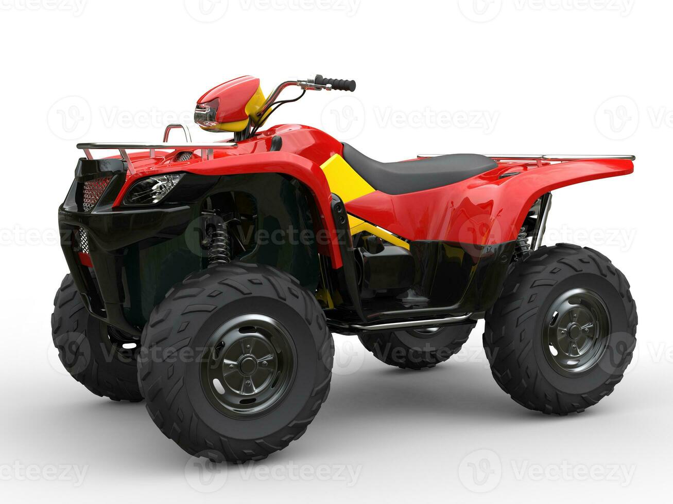 Red quad bike with yellow side panels photo