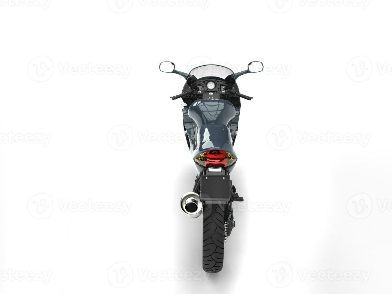 Modern sports motorcycle - metallic steel blue color photo