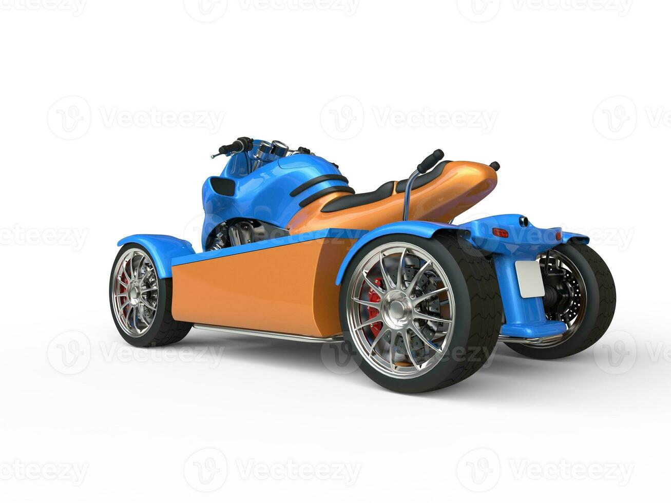 Blue and orange modern ATV - back view photo