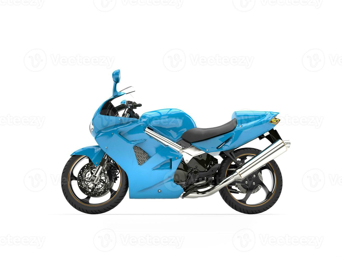 Modern blue super sports bike - side view photo