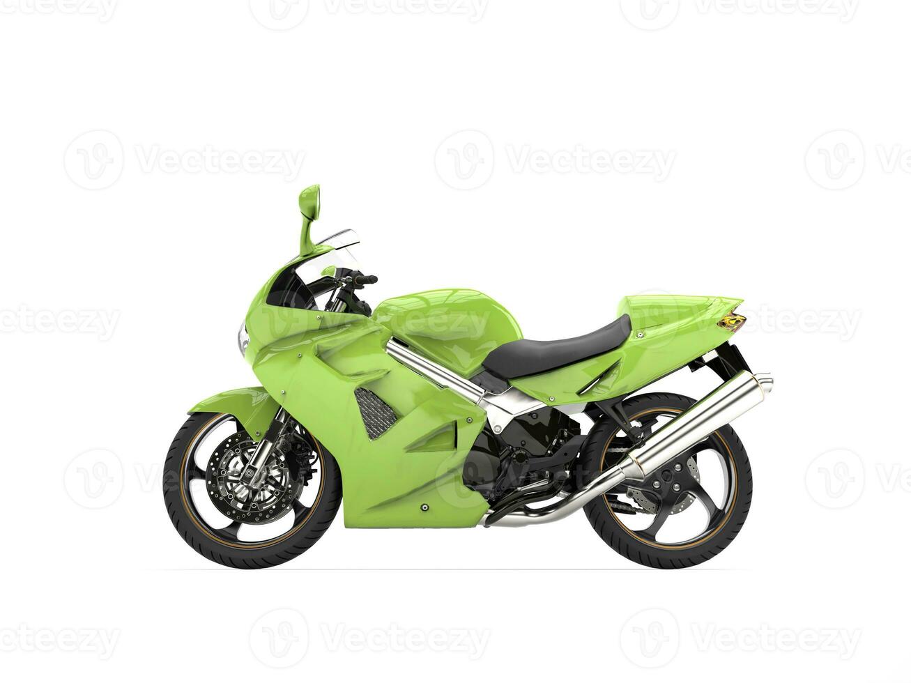 Modern green super sports bike - side view photo