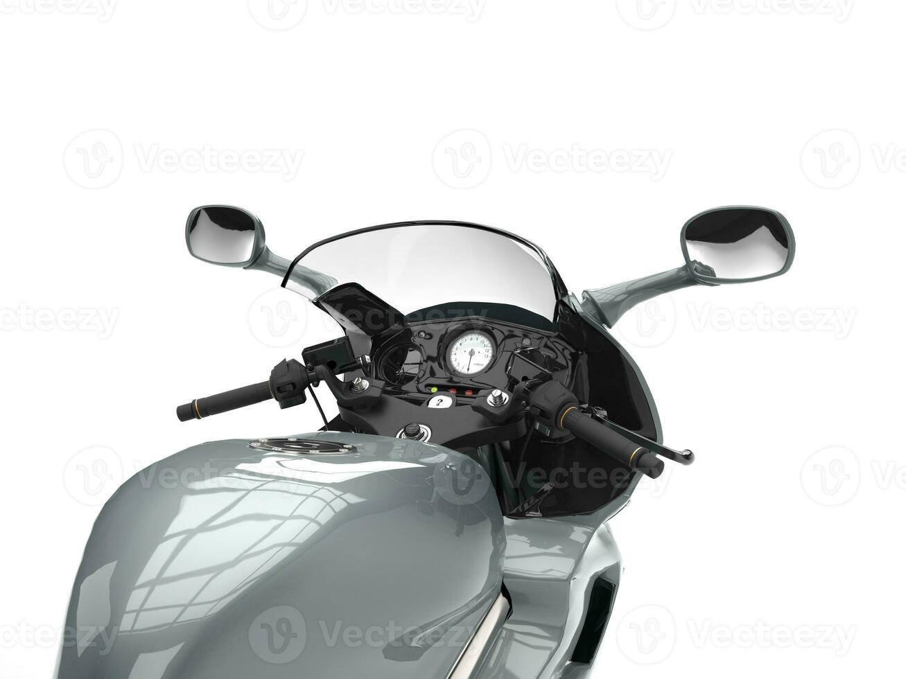 Grey modern motorcycle rider point of view photo