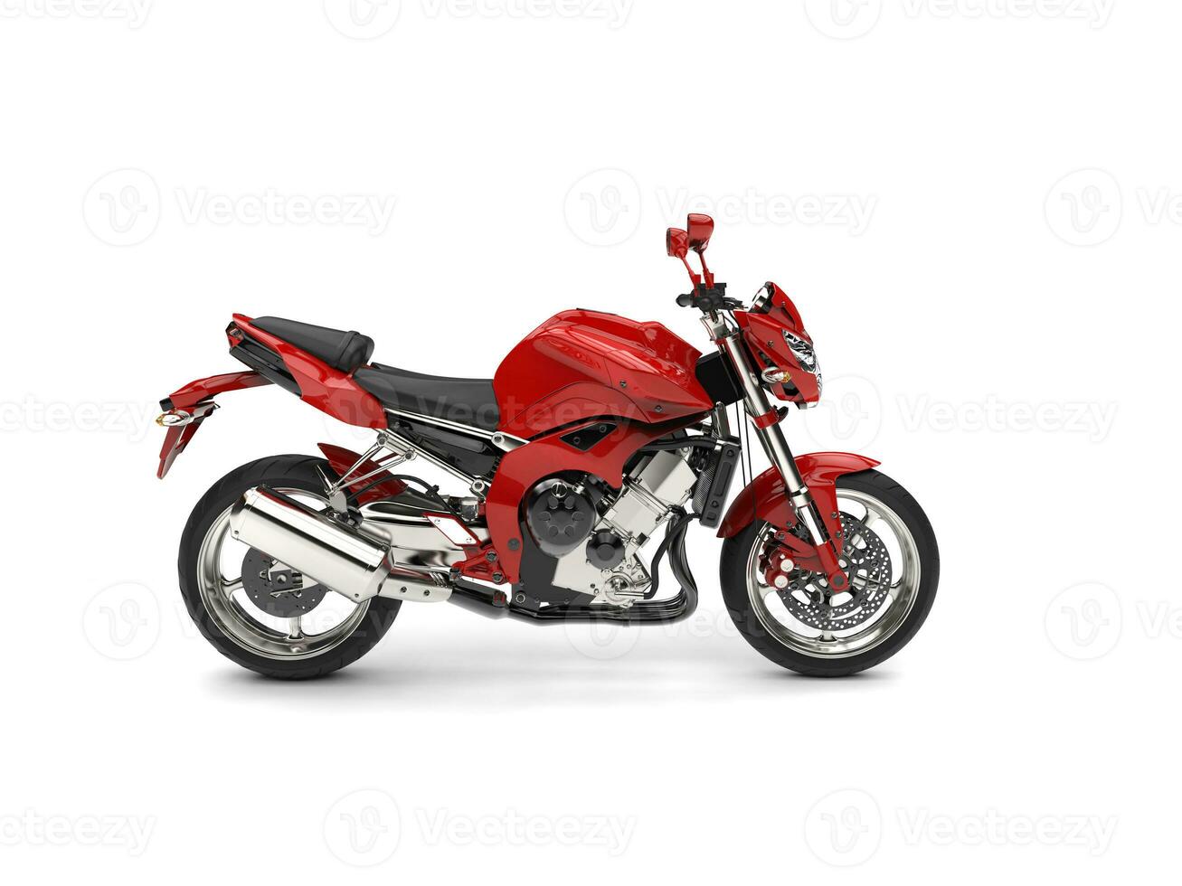 Beautiful red sports motorcycle - side view photo