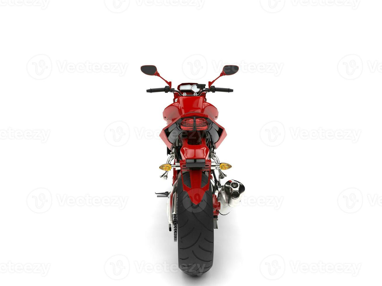 Beautiful red sports motorcycle - back view photo