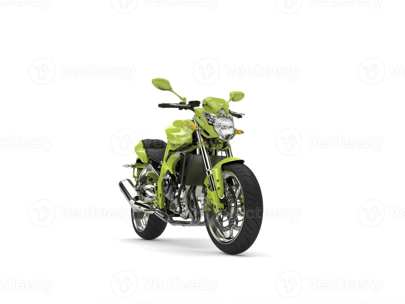 Alien green modern sports motorcycle photo