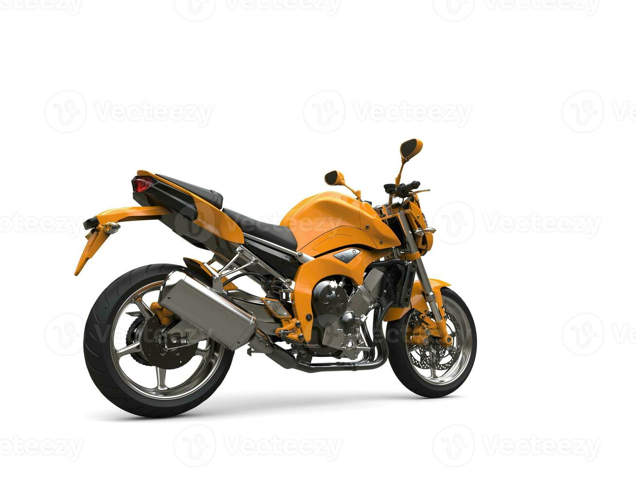 Golden orange cool sports motorcycle - tail view photo