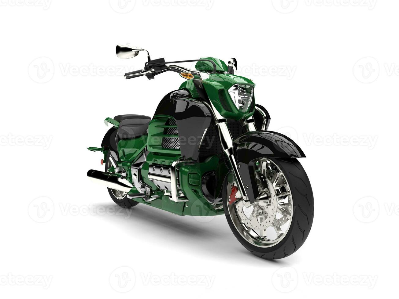 Jungle green modern powerful motorcycle photo