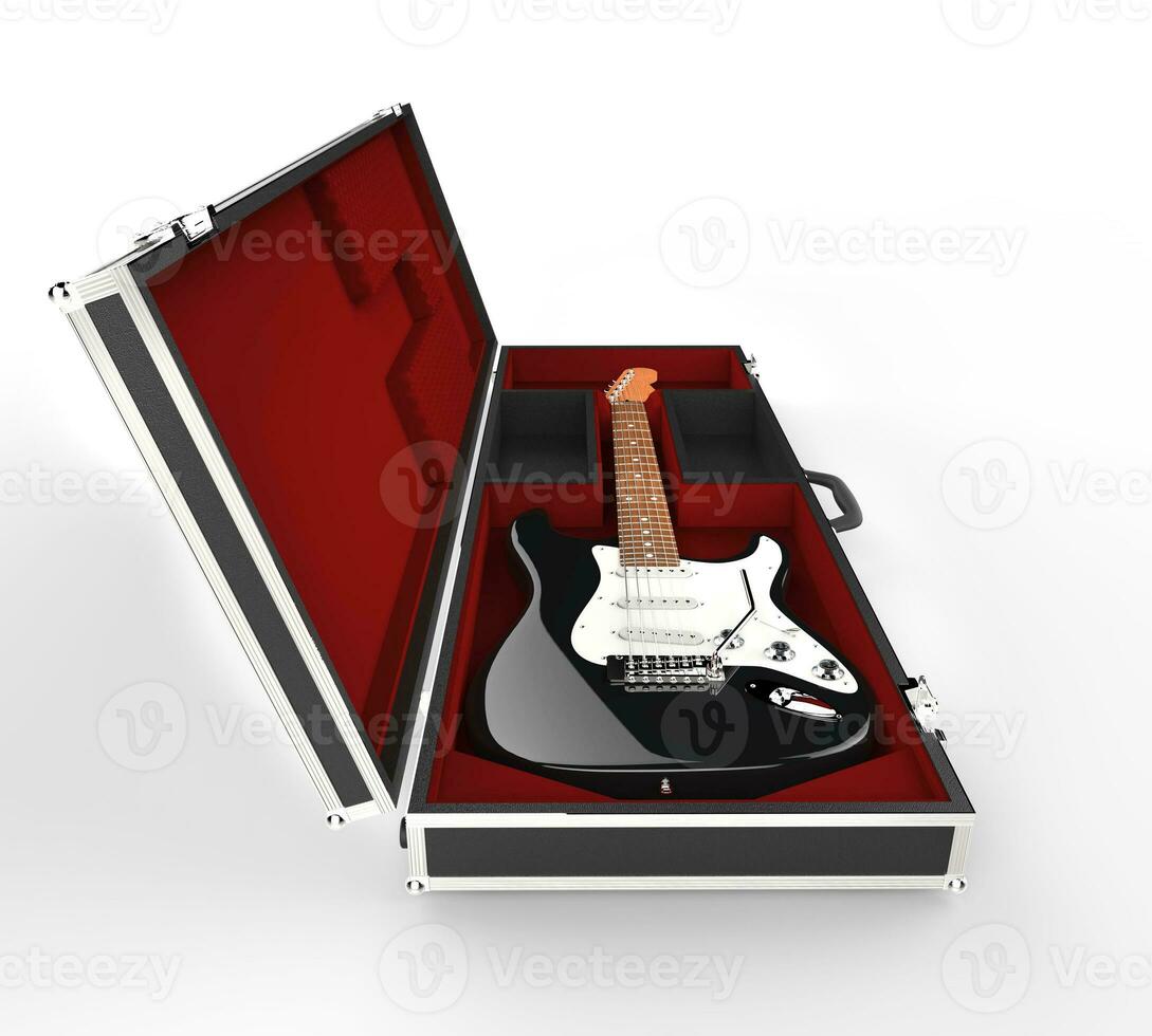negro eléctrico guitarra en guitarra caso foto