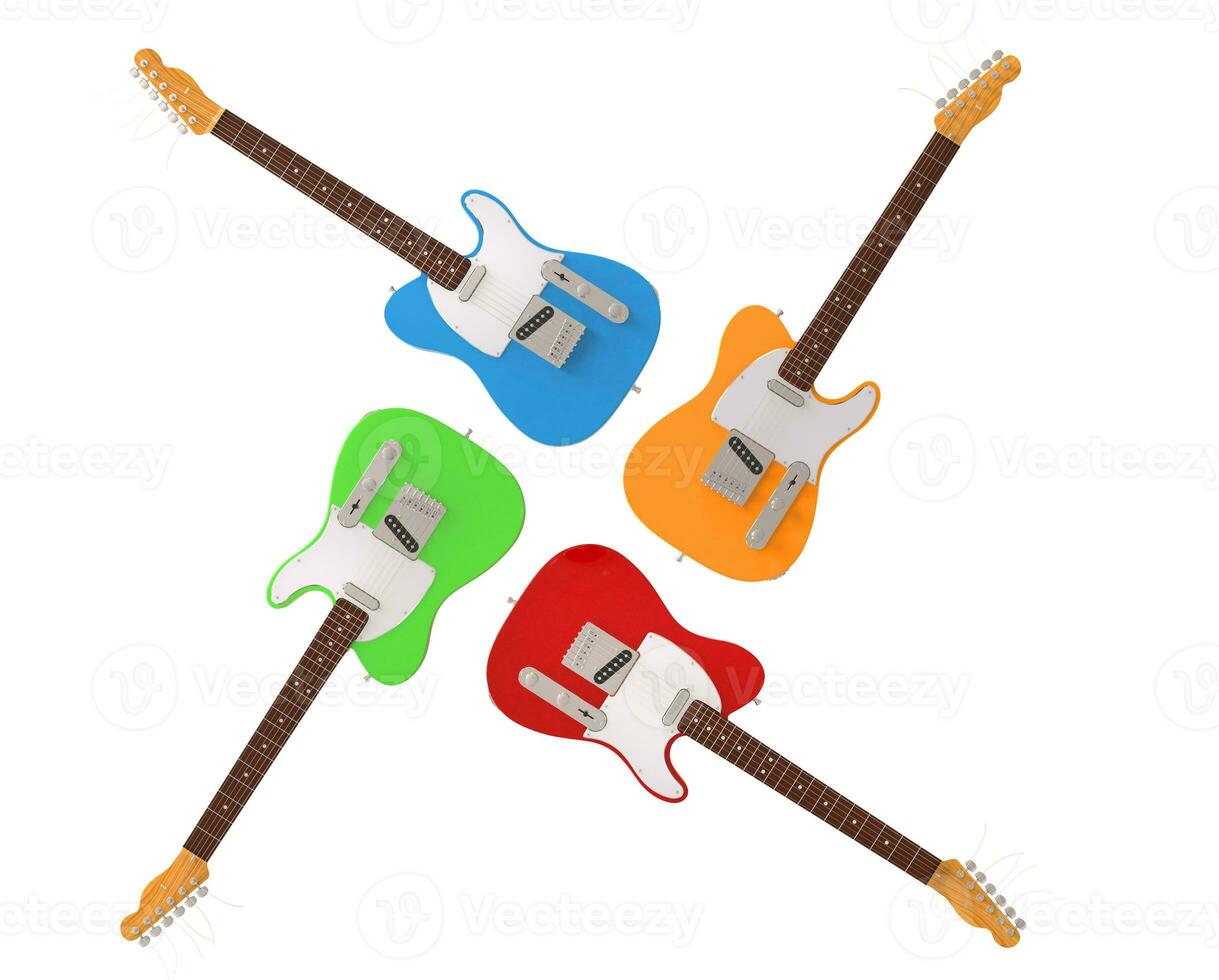Four colorful electric guitars photo