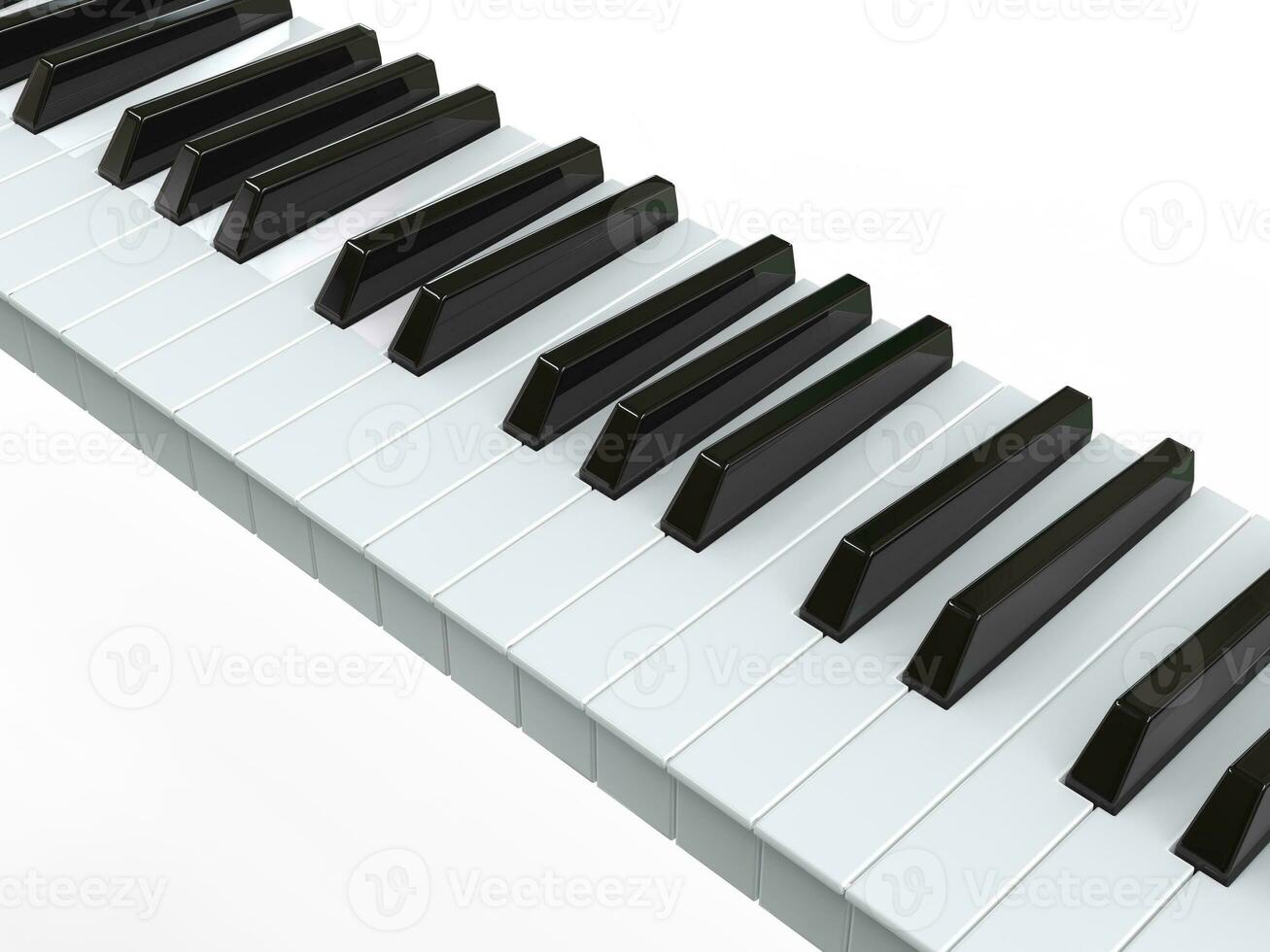 Piano keys closeup - isolated on white background - 3D render photo