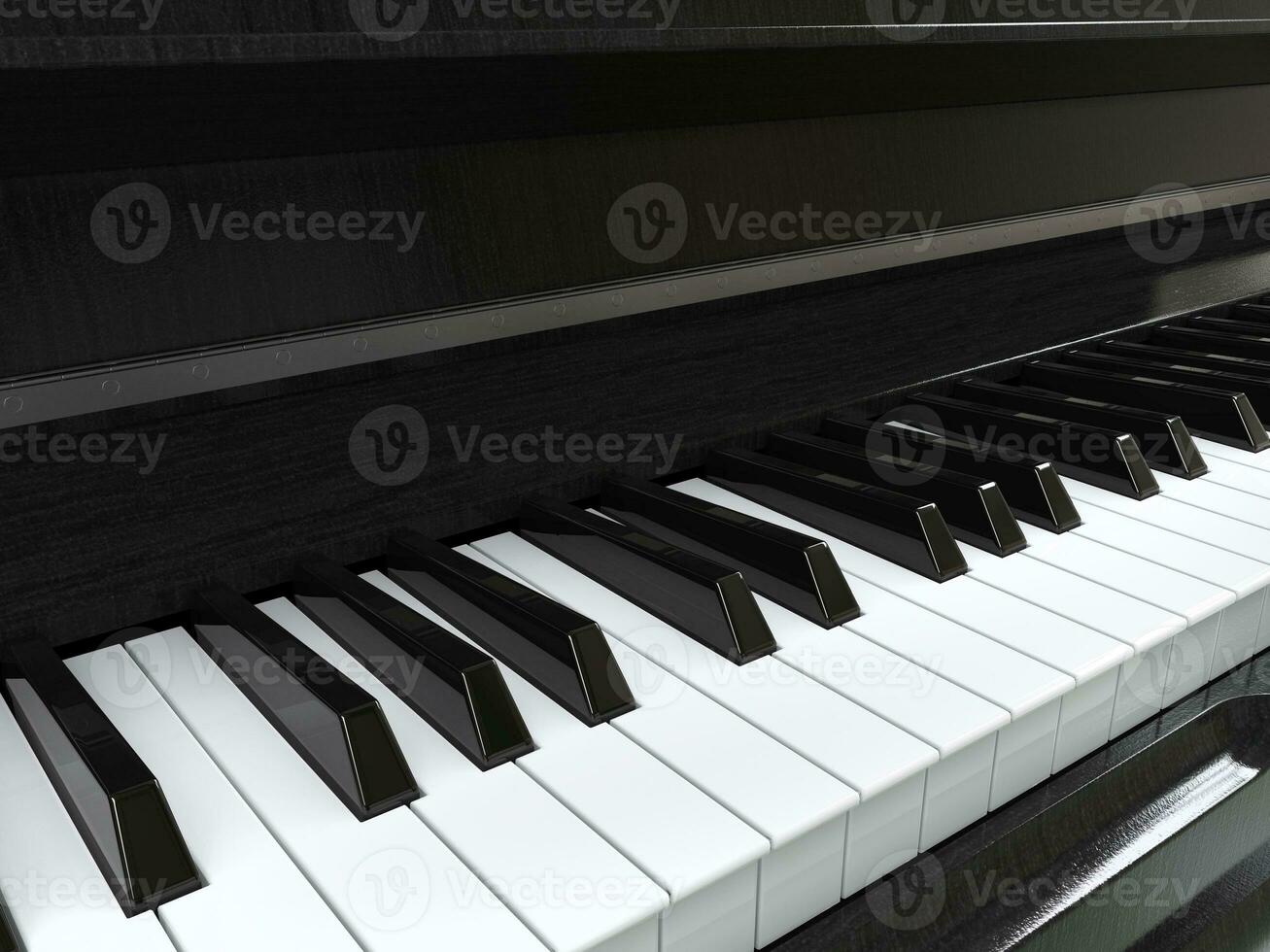 Closeup of piano keys - 3D illustration photo