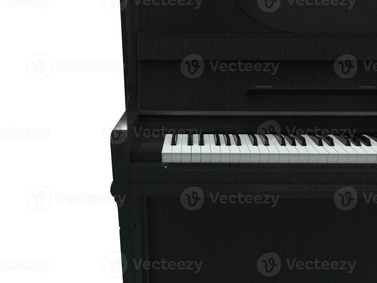 Beautifull upright piano - cut shot - on white background - 3D render photo