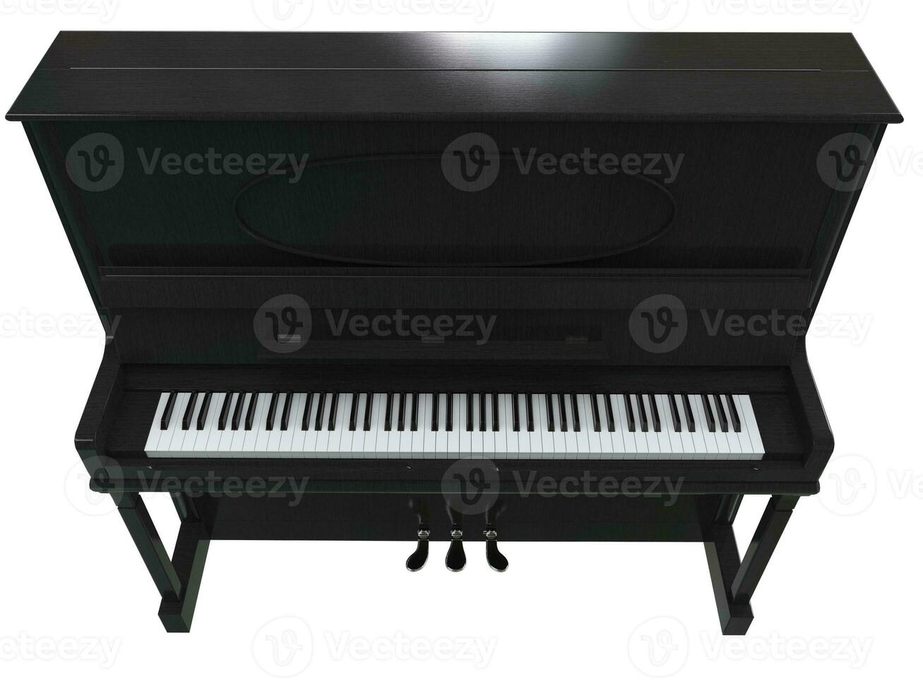 Pretty small piano - top view - on white background 3D render photo